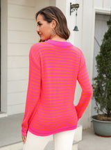 Striped Contrast Long Sleeve Sweater
