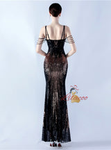 Mermaid Sequins Spaghetti Straps Prom Dress