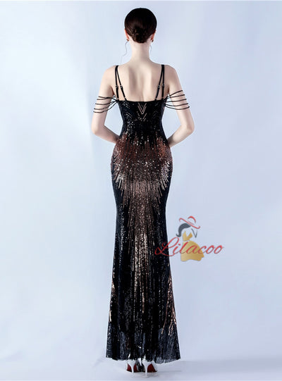 Mermaid Sequins Spaghetti Straps Prom Dress