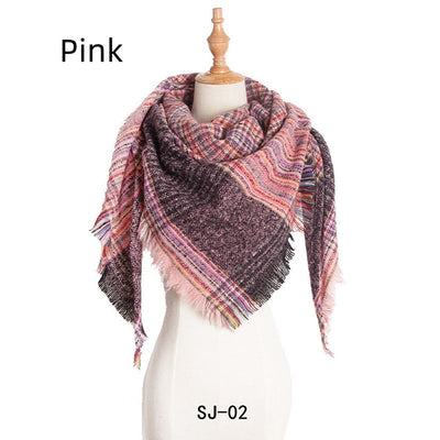Autumn and Winter Plaid Triangle Scarf