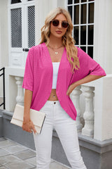 Solid Color Medium Sleeve Knitted Jacket