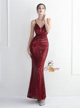 Mermaid Sequins Backless Beading Prom Dress