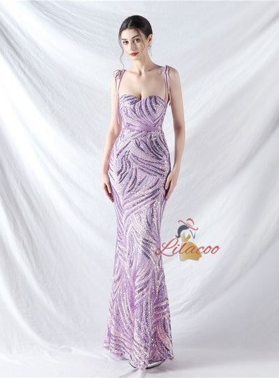 Mermaid Sequins Strapless Prom Dress