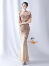 Mermaid Sequins Off the Shoulder Beading Prom Dress