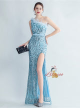 Mermaid Sequins One Shoulder Prom Dress