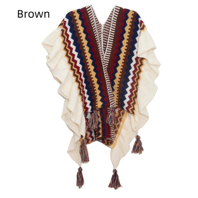 National Wind Ruffled Knitted Shawl