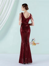Mermaid V-neck Sequins Beading Prom Dress