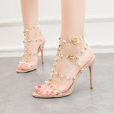 Patent Leather Metal Rivet Transparent Sandals