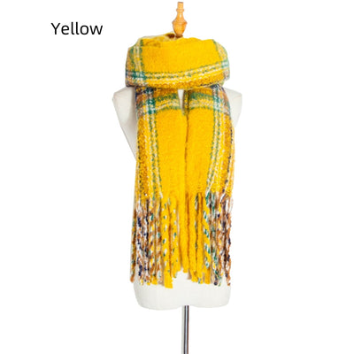Warm Thick Fringed Plaid Scarf