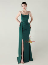 Mermaid Spaghetti Straps Split Beading Prom Dress