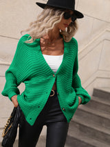 Solid Color Knitted Cardigan Loose Sweater