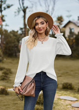 Spliced Round Neck Long Sleeve T-shirt