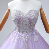 Lavender Tulle Off the Shoulder Sequins Beading Prom Dress