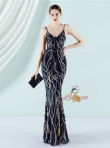 Mermaid Sequins Spaghetti Straps Prom Dress