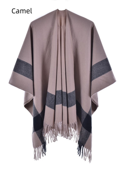 Knitted Double-sided Plaid Cashmere Shawl