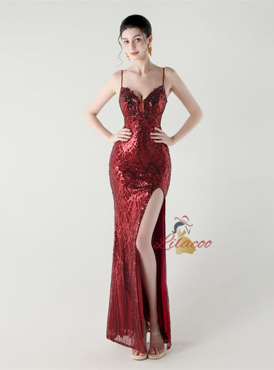 Mermaid Spaghetti Straps Appliques Prom Dress