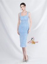 Mermaid Sequins Straps Beading Prom Dress