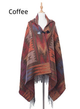 Bohemian National Wind Horn Buckle Hooded Shawl