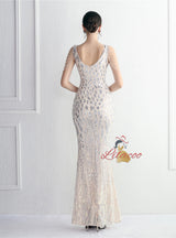 Sequins Mermaid V-neck Beading Prom Dress