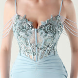 Memraid Spaghetti Straps Appliques Prom Dress