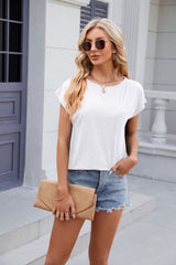 Round Neck Short Sleeves Pockets T-Shirt