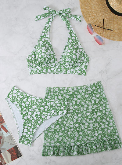 Sexy Printed Split Swimsuit Three-piece Suit
