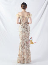 Mermaid Sequins Off the Shoulder Split Prom Dress