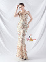 Mermaid Off the Shoulder Sequins Prom Dress