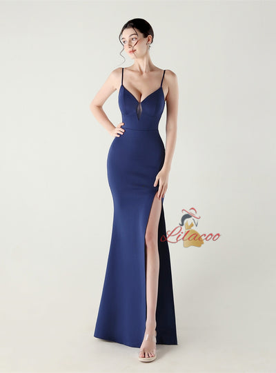 Mermaid Spaghetti Straps Split Prom Dress