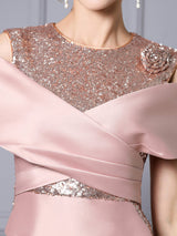Pink Mermaid Sequins Mother Of The Bride Dress