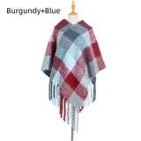 Fringed Pullover Cloak Thickened Color Plaid Shawl