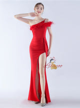 One Shoulder Split Prom Dress