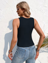 Round Neck Slim Stitching Solid Color Top