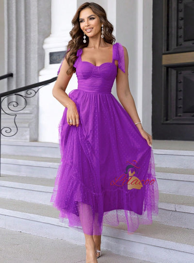 Straps Tulle Long Party Dress
