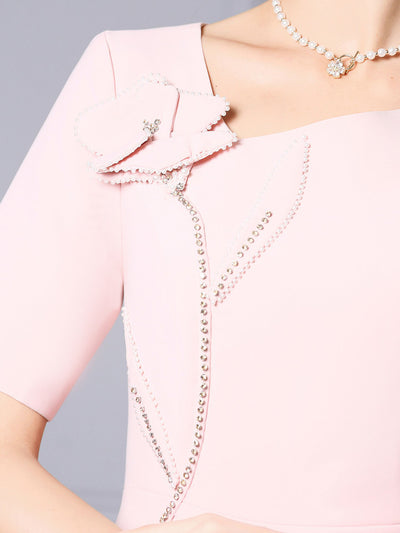 Fuchsia Short Sleeve Beading Mother Of The Bride Dress
