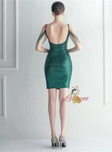 Spaghetti Straps Beading Short Prom Dress