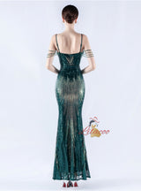 Mermaid Sequins Spaghetti Straps Prom Dress