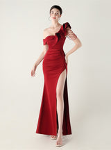 Mermaid One Shoulder Beading Split Prom Dress