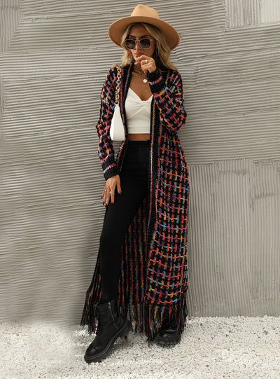 Fringed Long Cardigan Sweater Coat