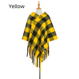 Thick Tassels Padded Plaid Shawl Cloak