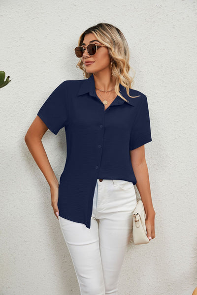 Casual Loose Short-sleeved V-neck Shirt