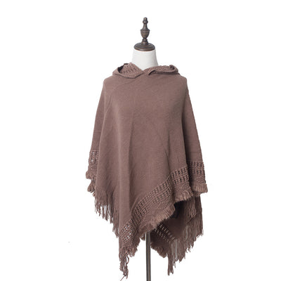 Knitted Shawl Hooded Pullover Cloak