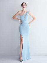 One Shoulder Split Prom Dress