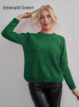 Solid Color Versatile Top Round Neck Sweater