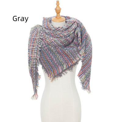 Women Fine Plaid Square Scarf