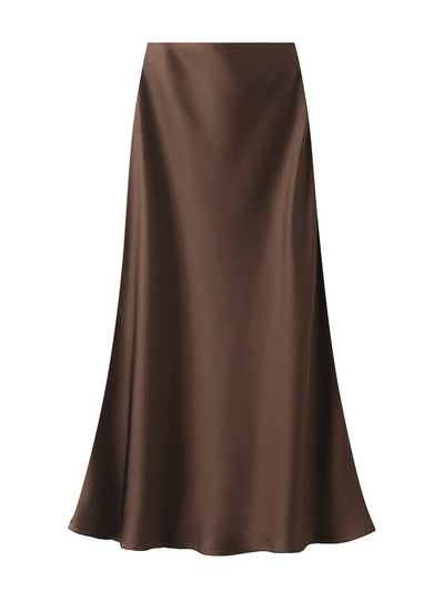 Acetic Satin Long Slim Skinny Skirt