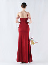 Mermaid Spaghetti Straps Beading Split Prom Dress