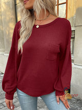 Sexy Long-sleeved Backless Round Neck Shirt