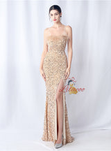 Mermaid Sequins Spaghetti Straps Backless Prom Dress