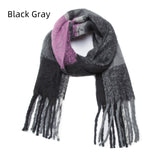Color Matching Plaid Thick Tassel Scarf Shawl